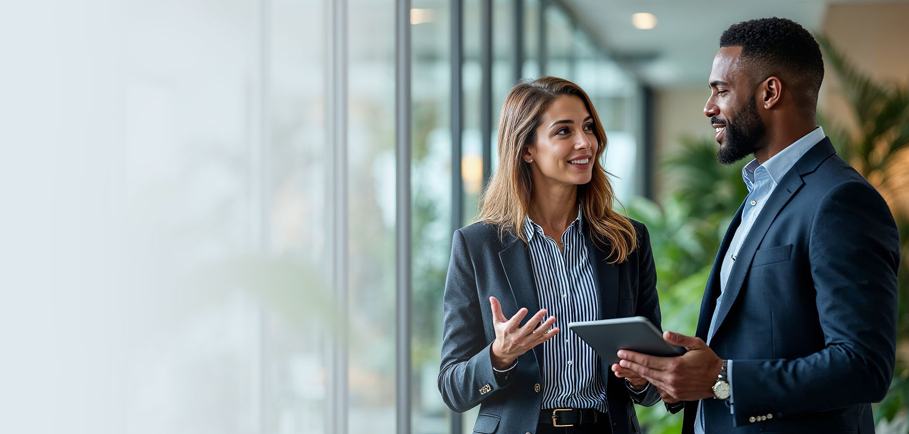 Two professionals planning a future-focused business strategy